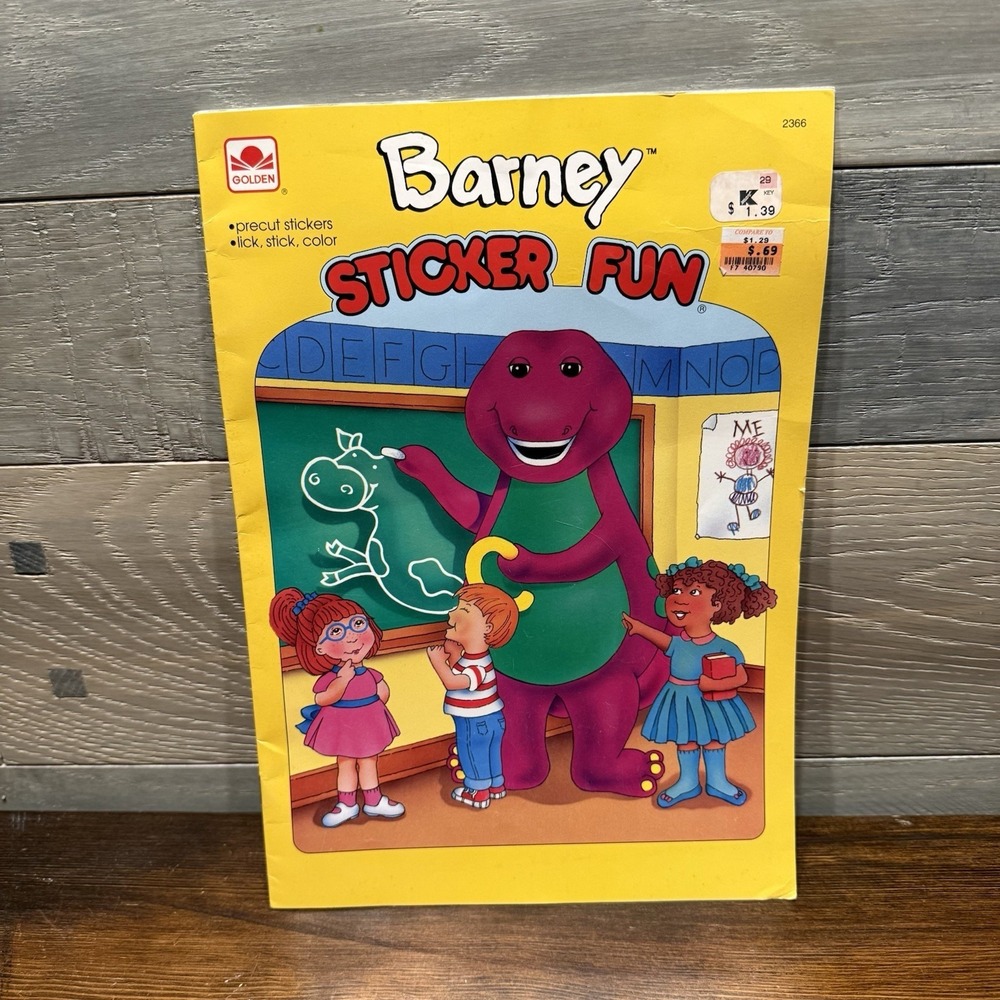 Golden Book Sticker Fun Barney Activity Book Unused‎ Vintage 1993